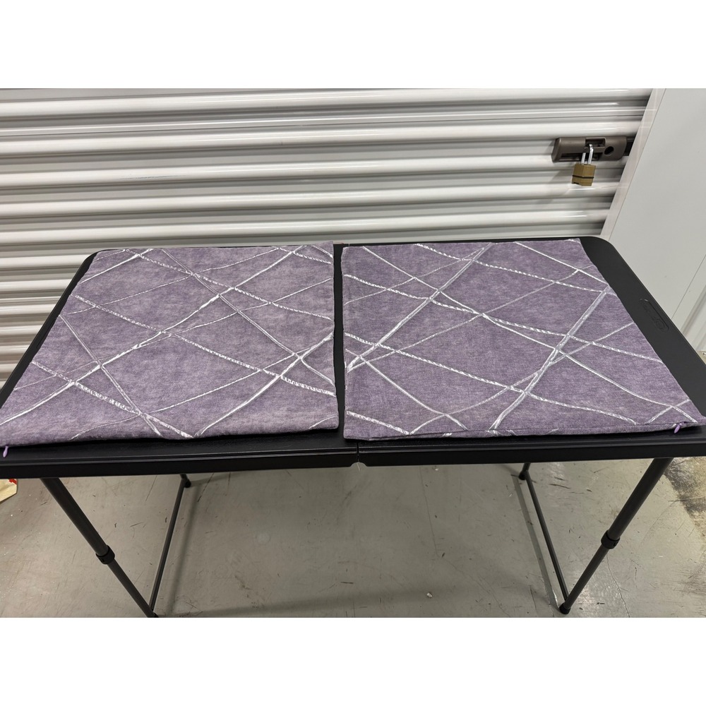 Purple Silver Geometric Throw Pillow Covers Set of 2 Square 21.5 inch Modern